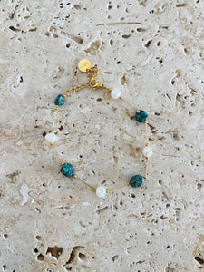 Semi Precious Chain Bracelet - African Turquoise & Pearl