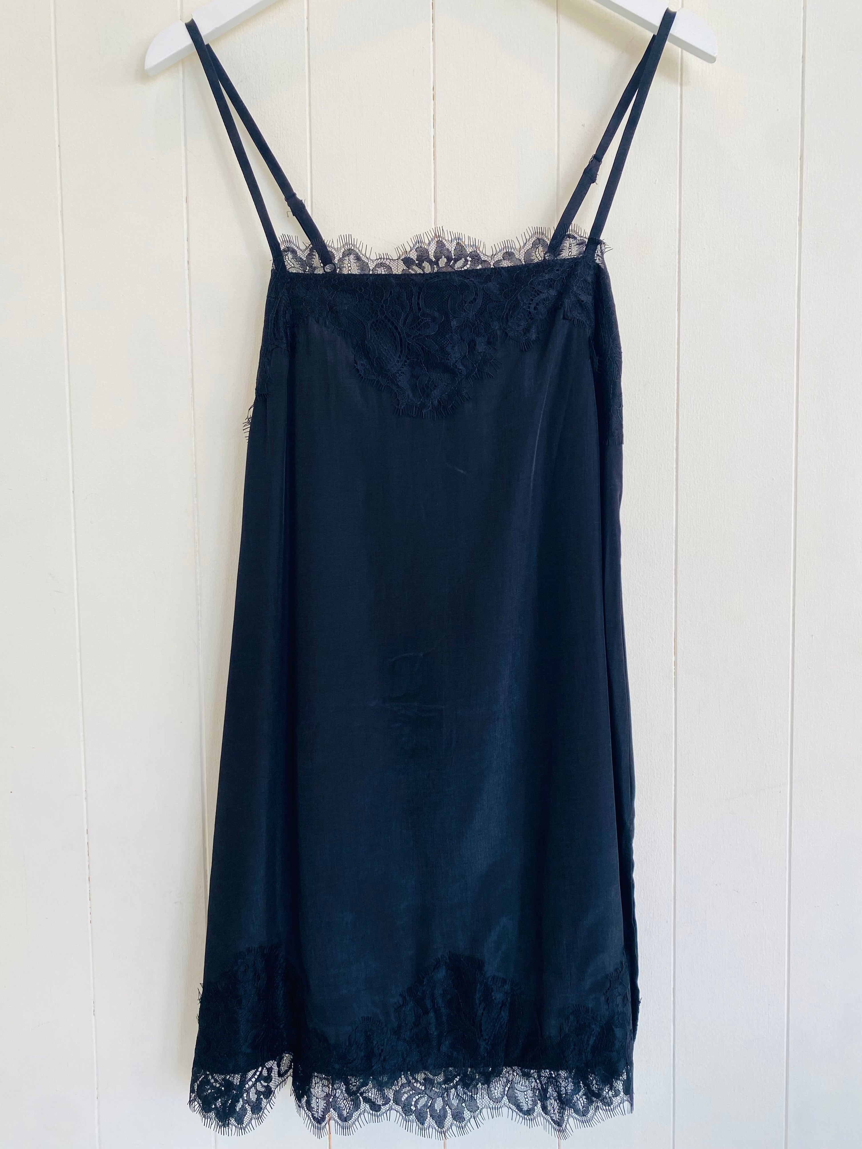 Cupro Lace Mini Dress Black