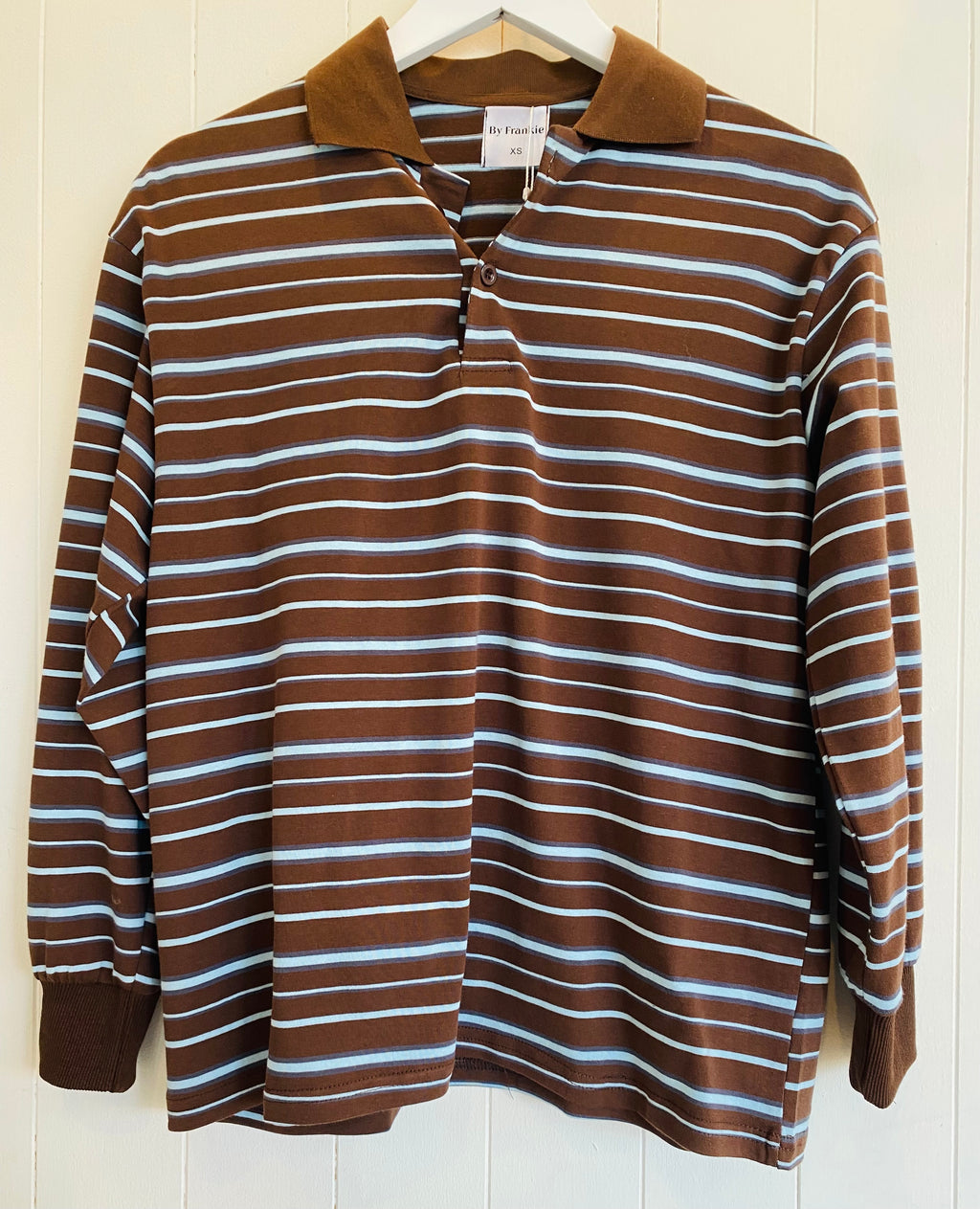 Brown/Blue Stripe Long Sleeve Rugby