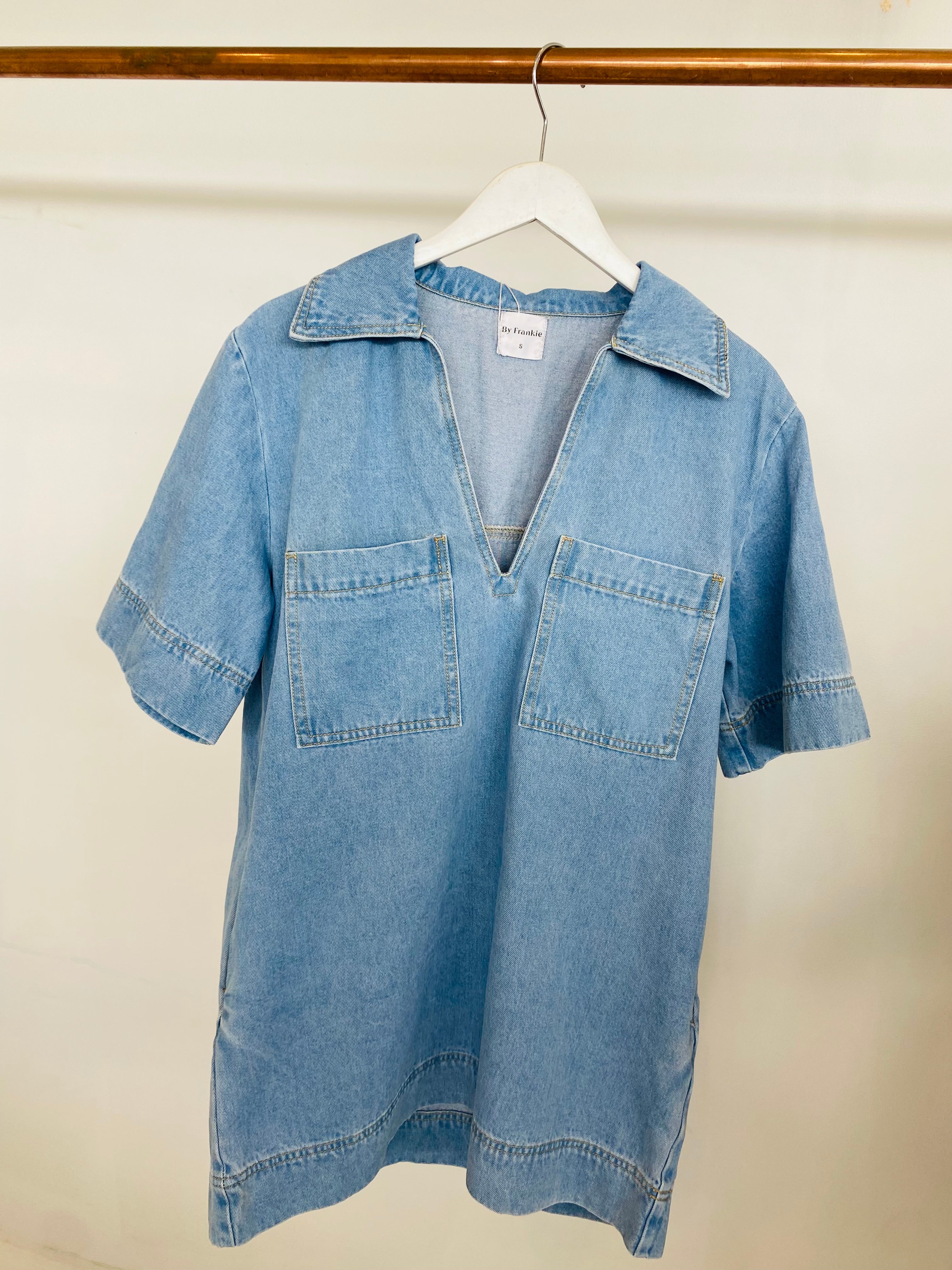 Boxy Denim Dress - Light Blue