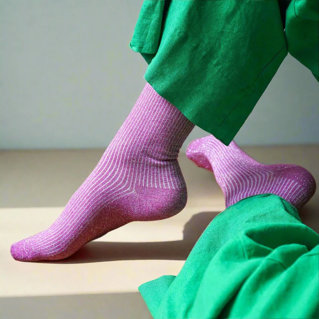 KLUE Glitter Lurex Socks - Fuchsia Pink