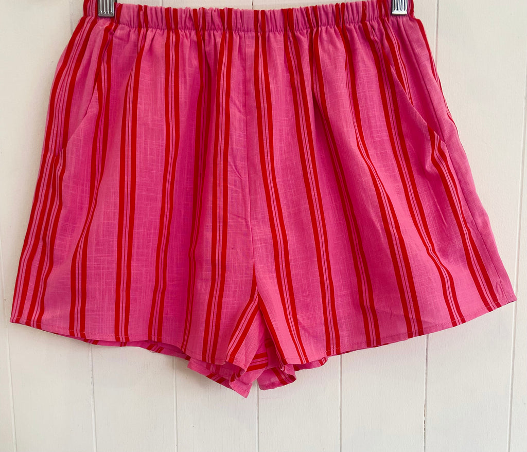 Pink & Red Triple Stripe Shorts