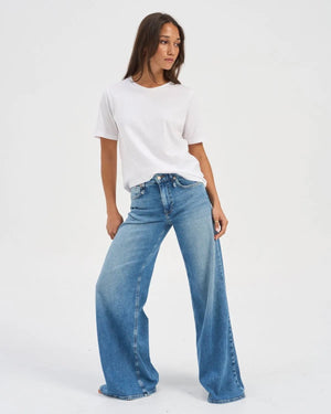 California Wide Leg Jeans - Medium Blue Denim
