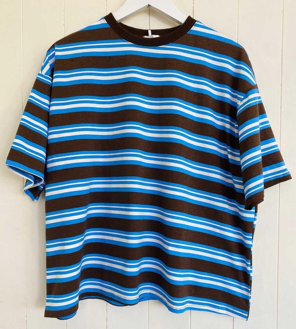 Choc/Blue Stripe T-Shirt