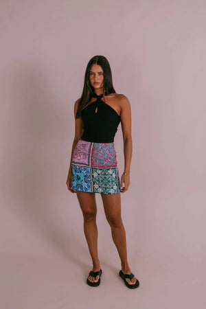 Zella Poet Mini Skirt - Paisley Tile