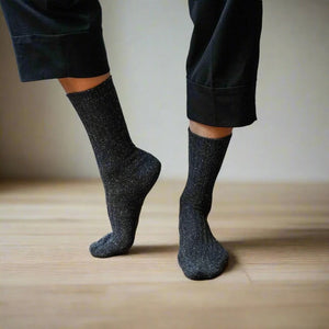 KLUE Silk & Wool Dust Star Socks - Black