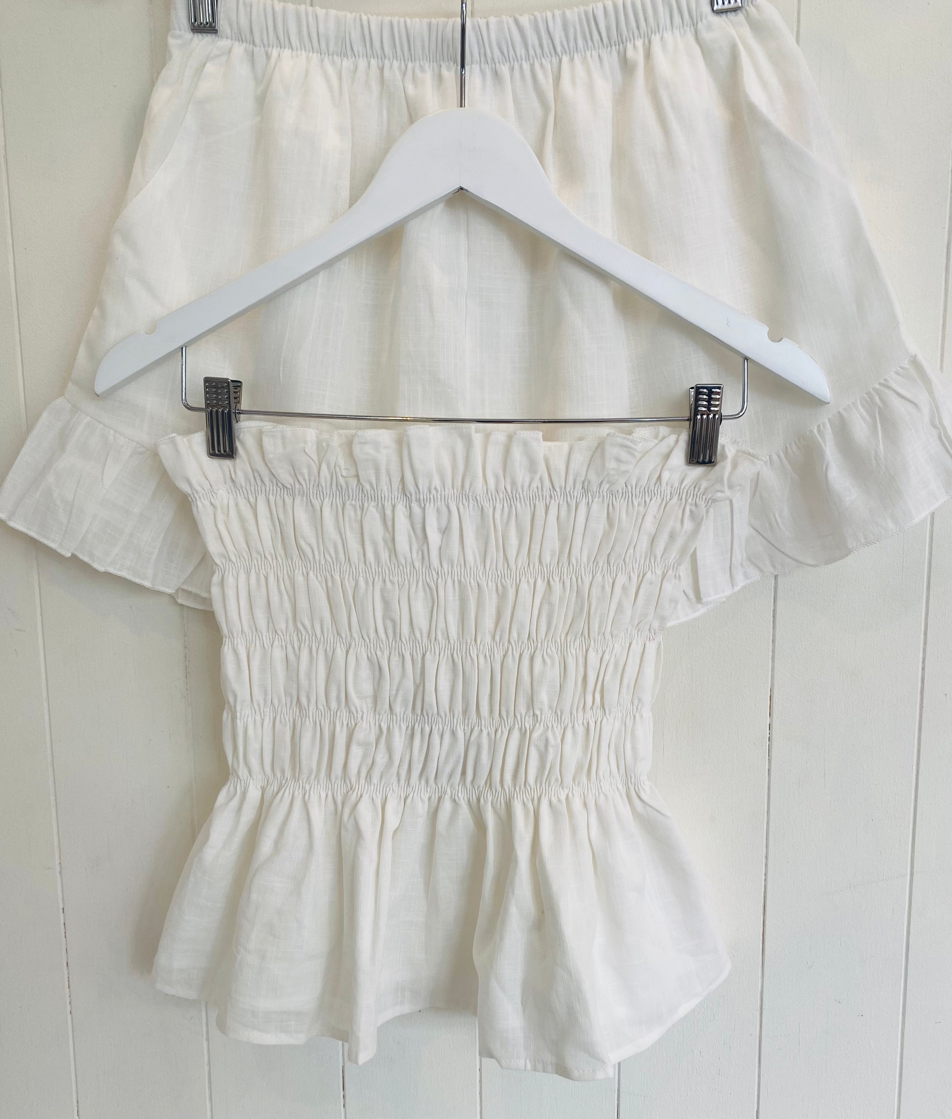 White Ruffle Tube/Short Set White