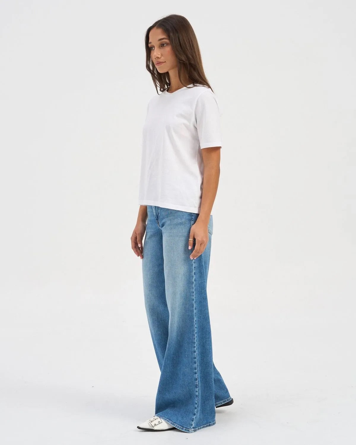 California Wide Leg Jeans - Medium Blue Denim
