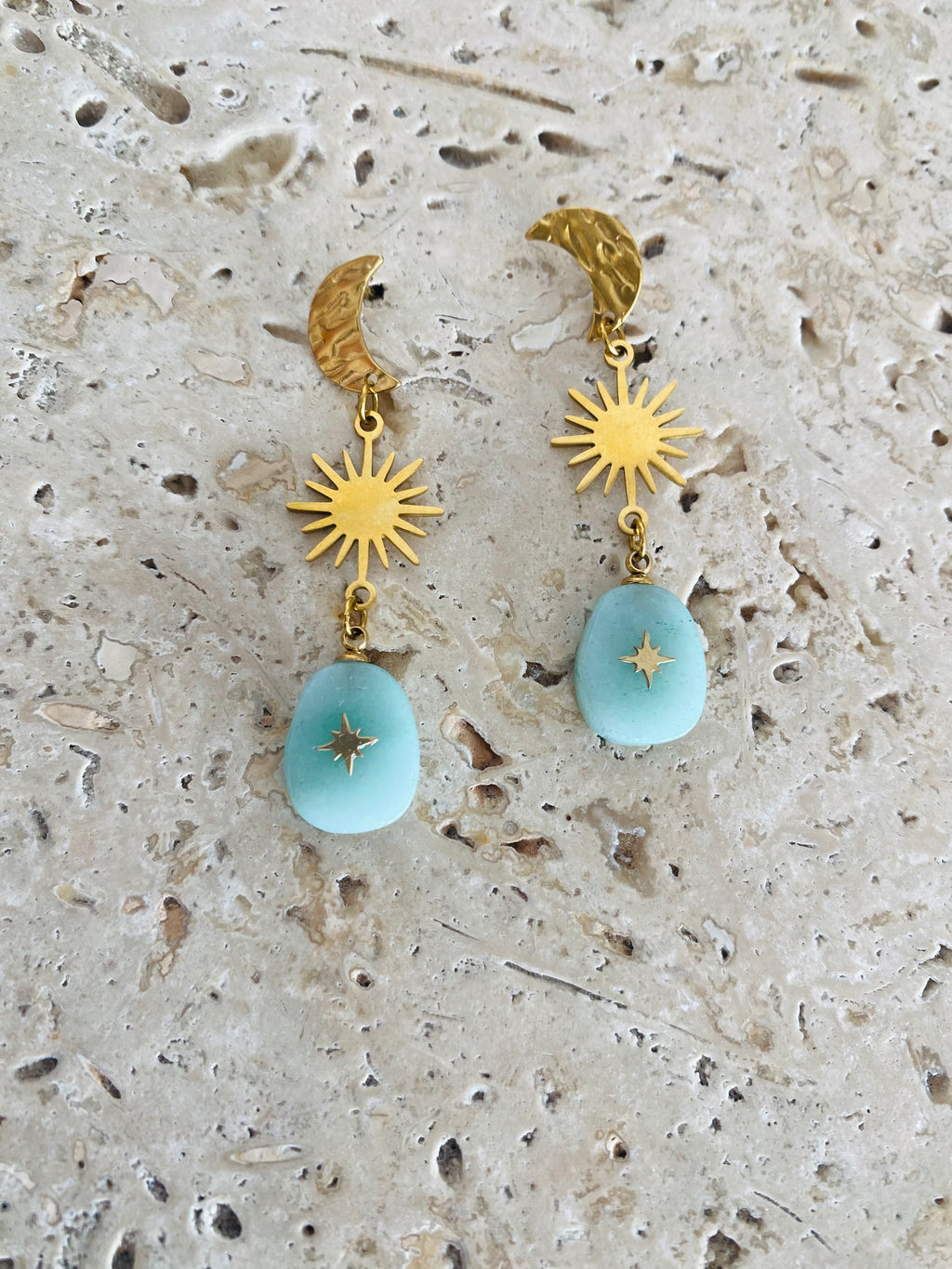 Moon Studs - Adventurine Stars