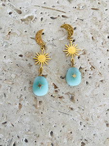 Moon Studs - Adventurine Stars
