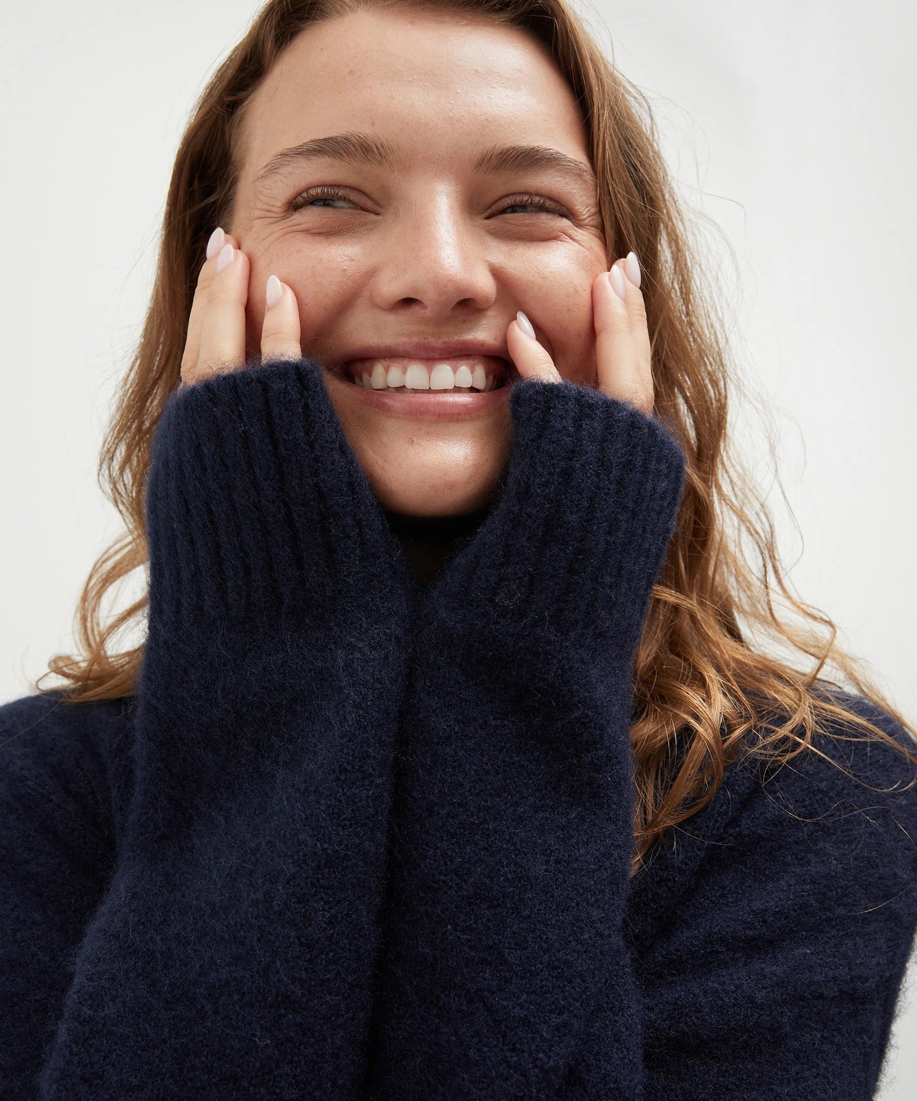 Mock Neck Knit Jumper - Navy