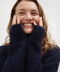 Mock Neck Knit Jumper - Navy