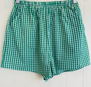 Green Gingham Check Shorts