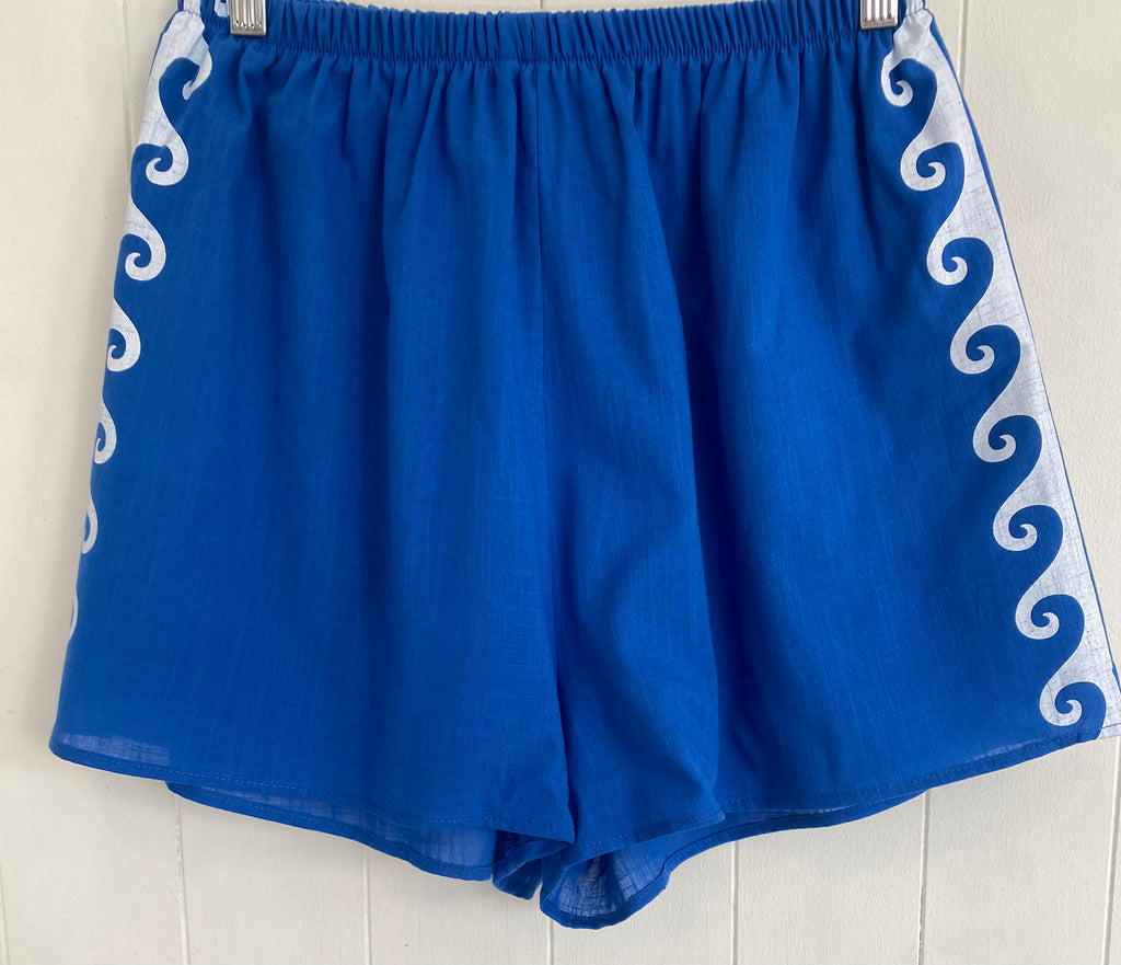 Blue Shorts With Wave Detail