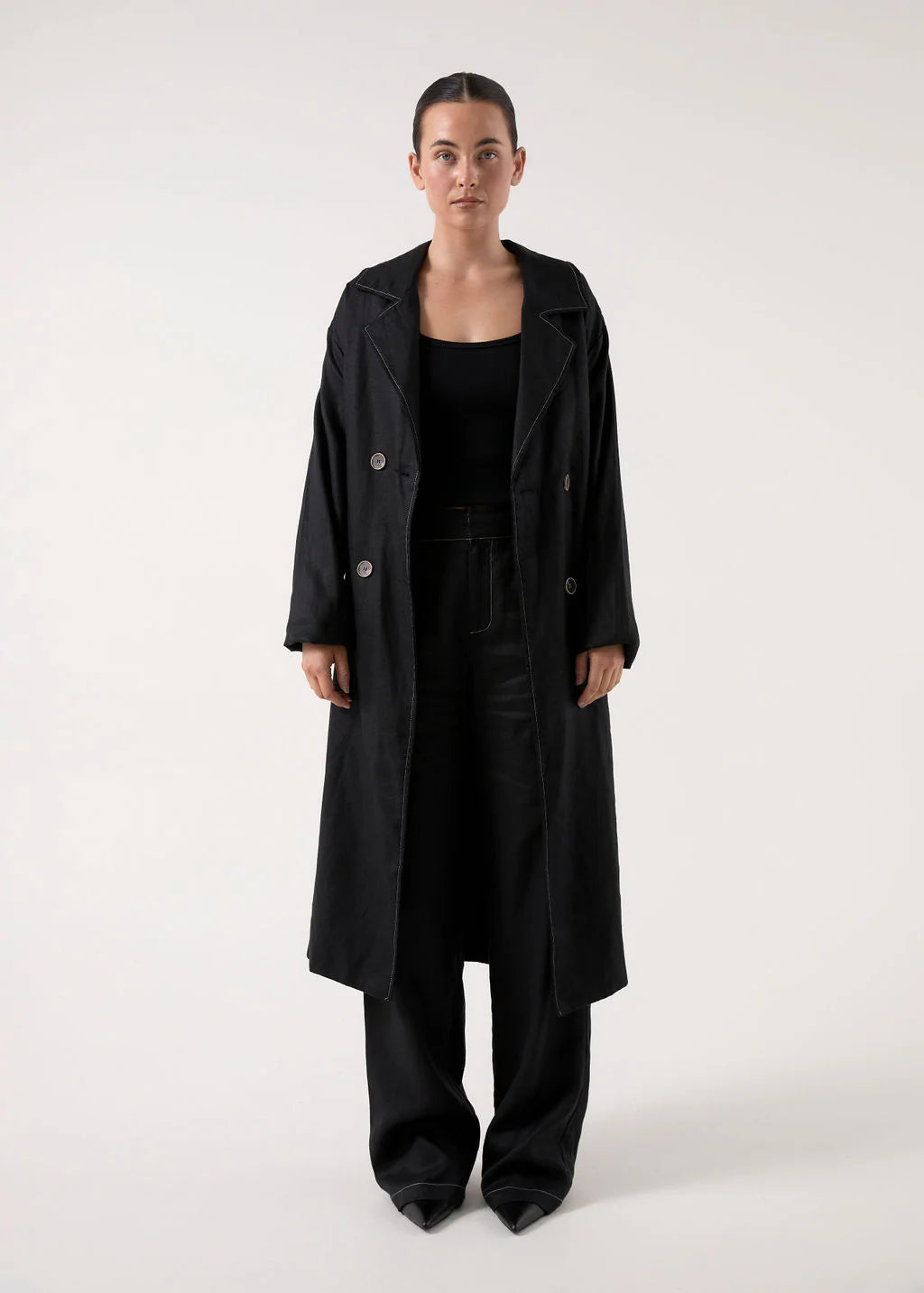 Bisk The Label Avalon Contrast Stitch Trench