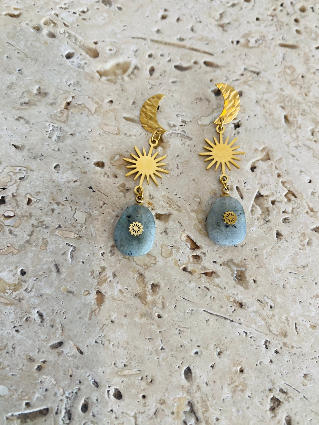 Moon Studs - Labrodite Flower