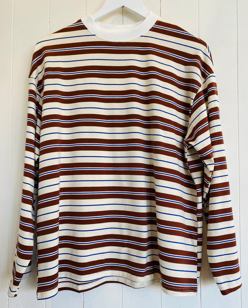 Creme/Brown/Blue Stripe Long Sleeve Jersey