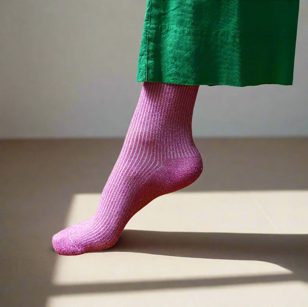 KLUE Glitter Lurex Socks - Fuchsia Pink