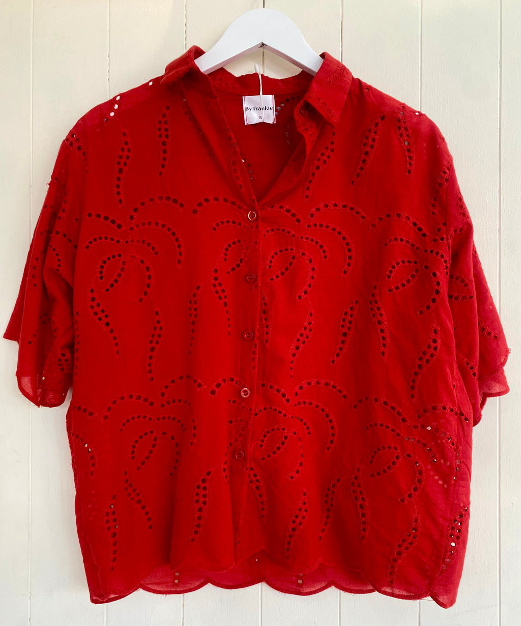 Red Broderie Shirt