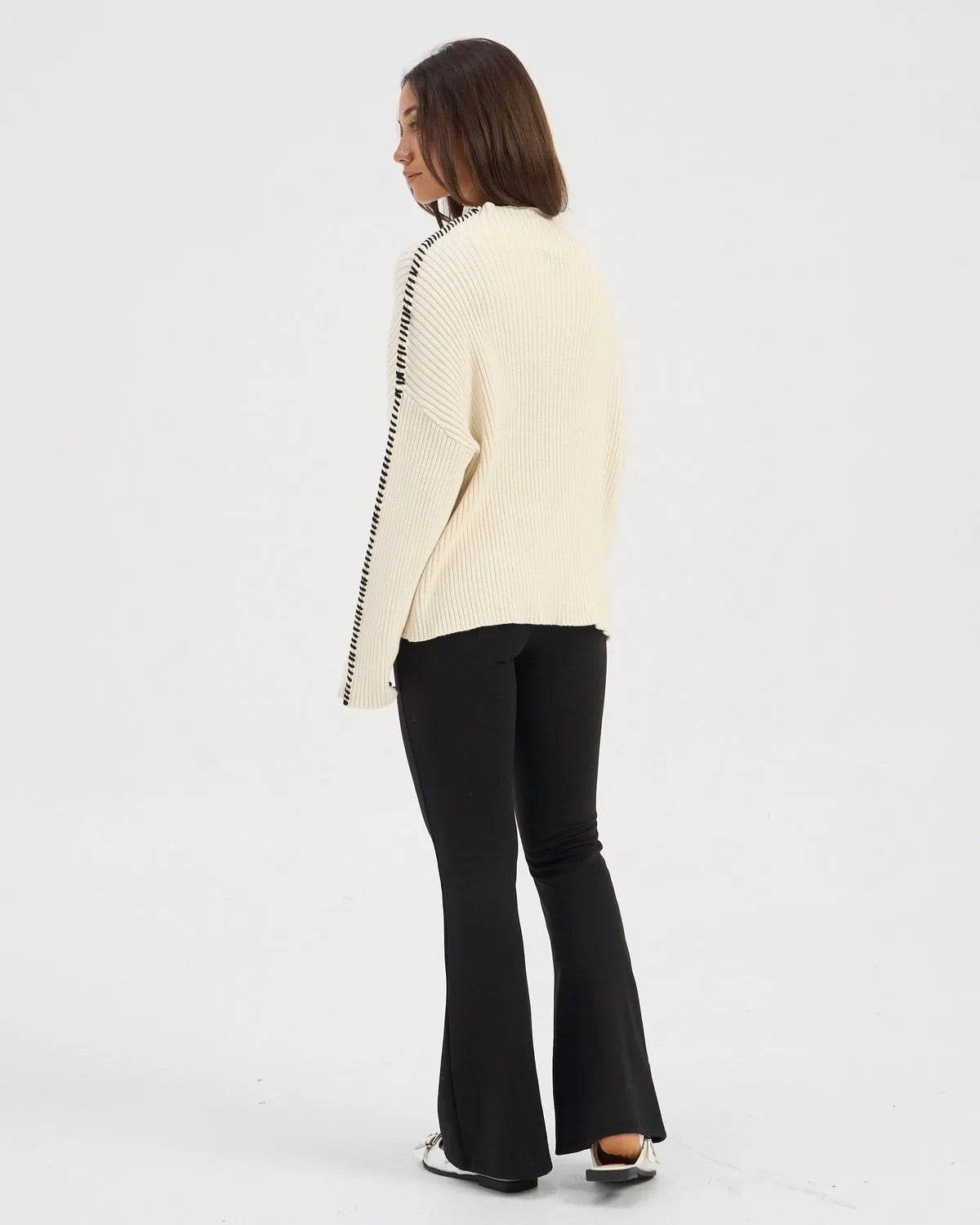 Queenie High Neck Knit - White
