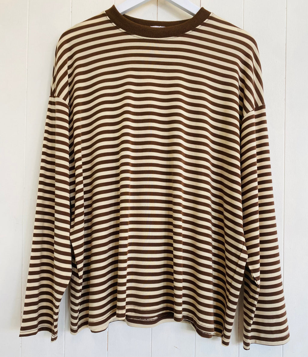 Brown/Beige Stripe Long Sleeve T-Shirt