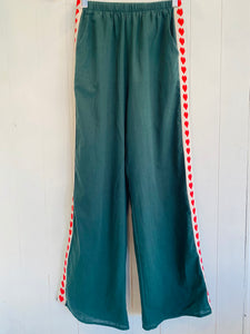 Forrest Green Racer Pant With Red Hearts