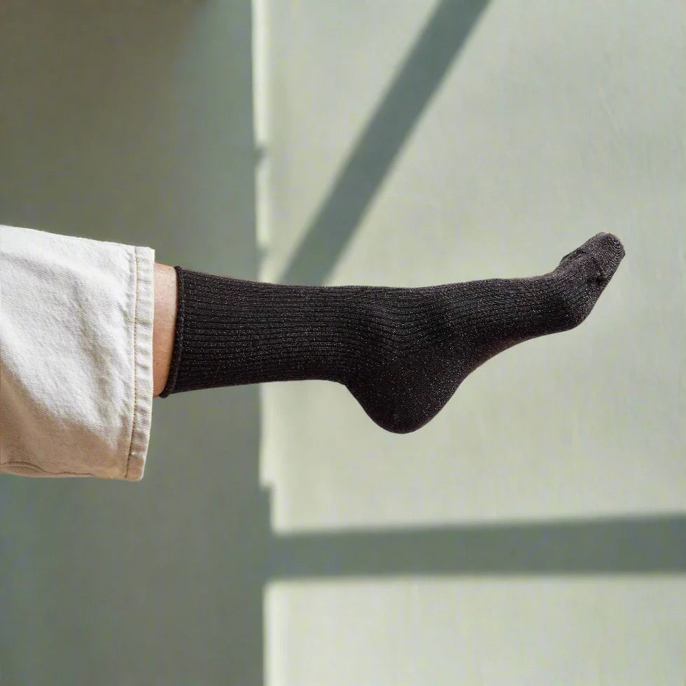 KLUE Glitter Lurex Socks - Chocolate Dark Brown