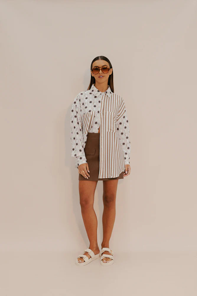 Zella Heron Shirt- Sable Print