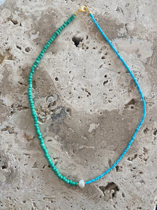 Saint Maïden Split Green & Turquoise pearl necklace