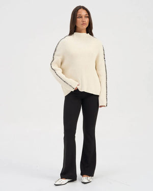 Queenie High Neck Knit - White