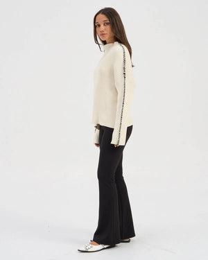 Queenie High Neck Knit - White