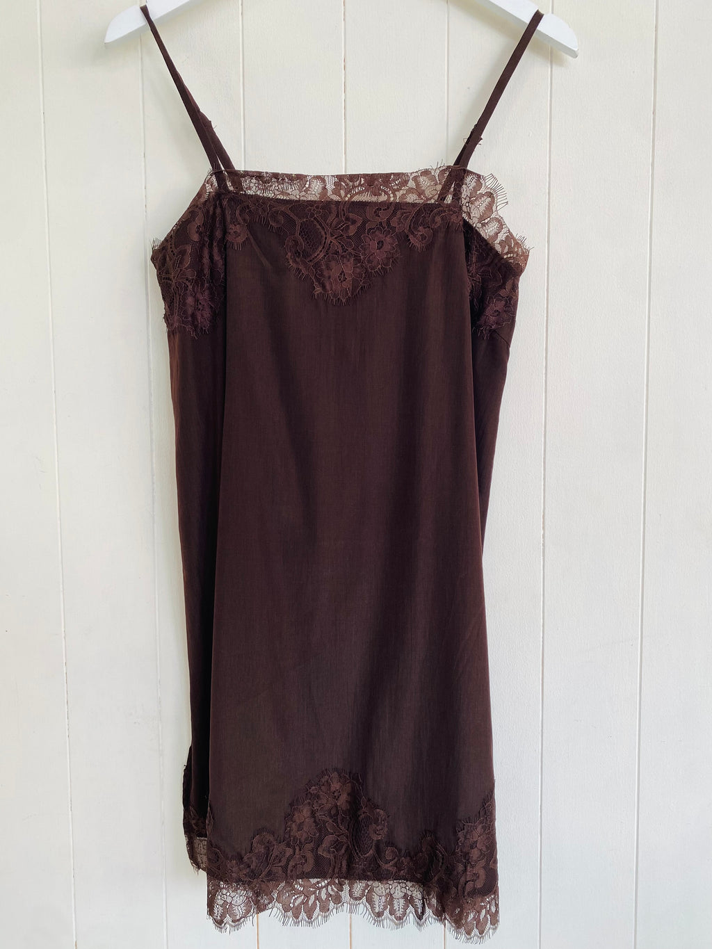 Cupro Lace Mini Dress Chocolate