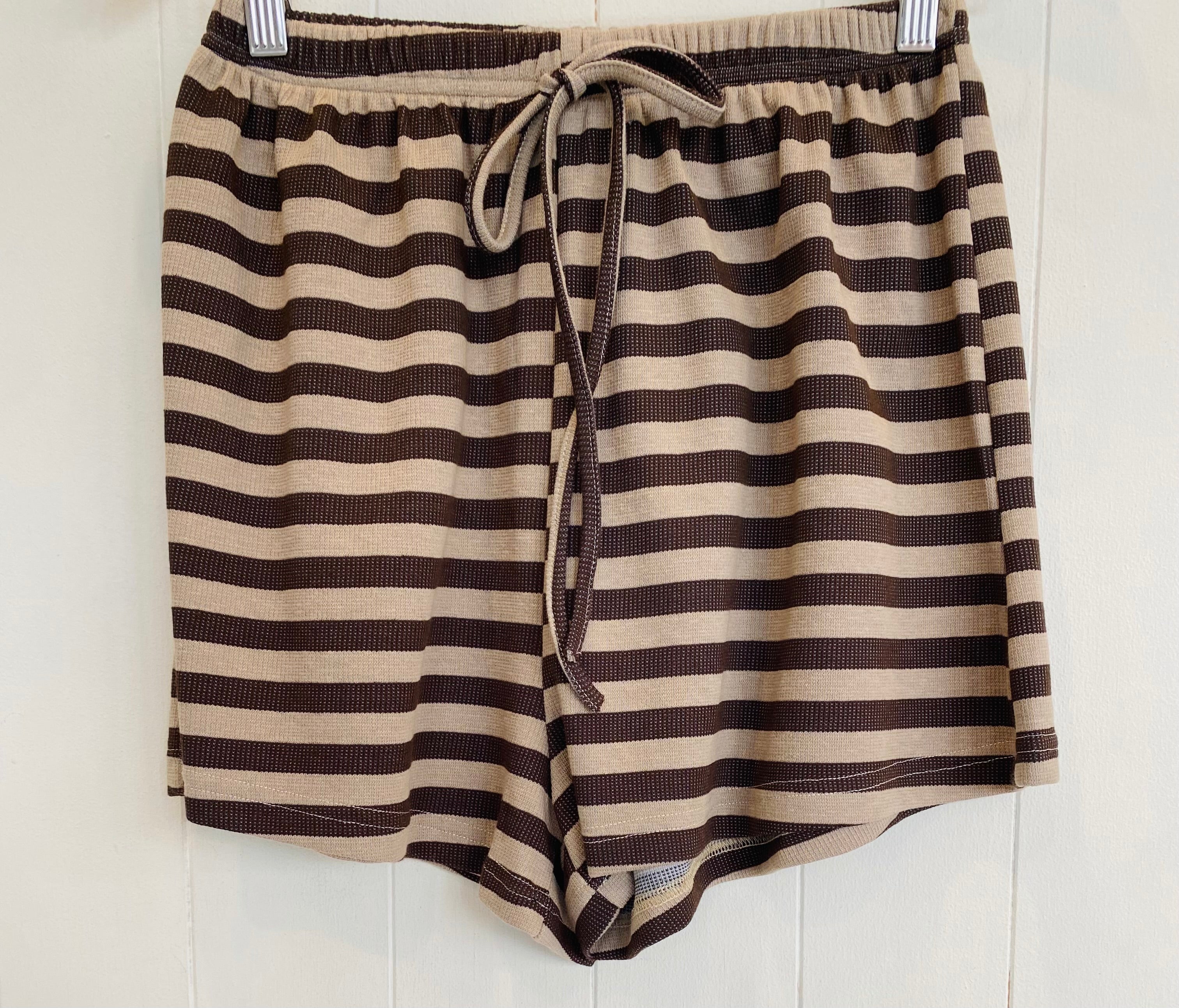 Waffle Knit Set Brown Stripe