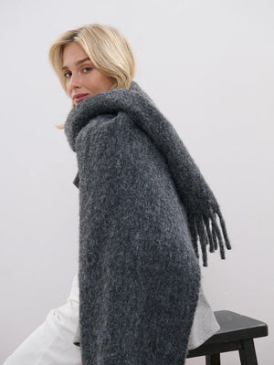Betty Fluffy Scarf - Charcoal
