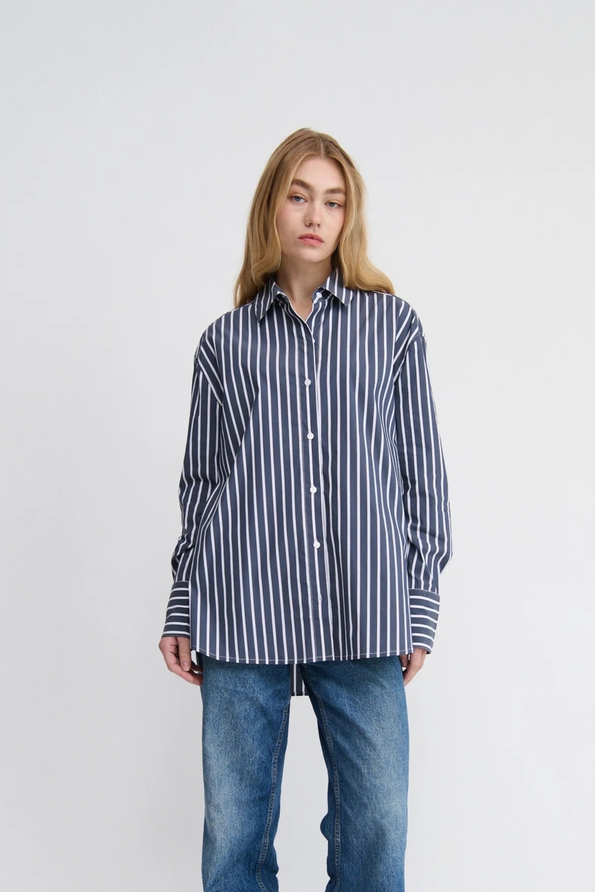 Florence Shirt - Navy/White Stripe