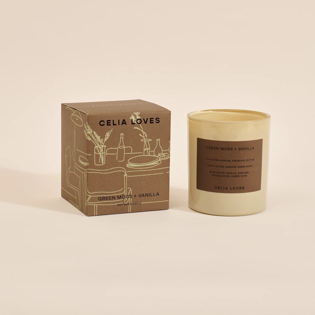 Celia Loves 80hr Candle - Green Moss & Vanilla