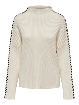 Queenie High Neck Knit - White