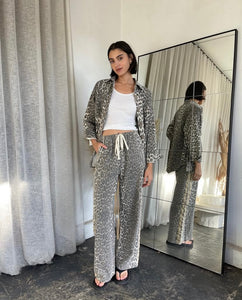 Leopard Denim Racer With Beige Stripe Pant