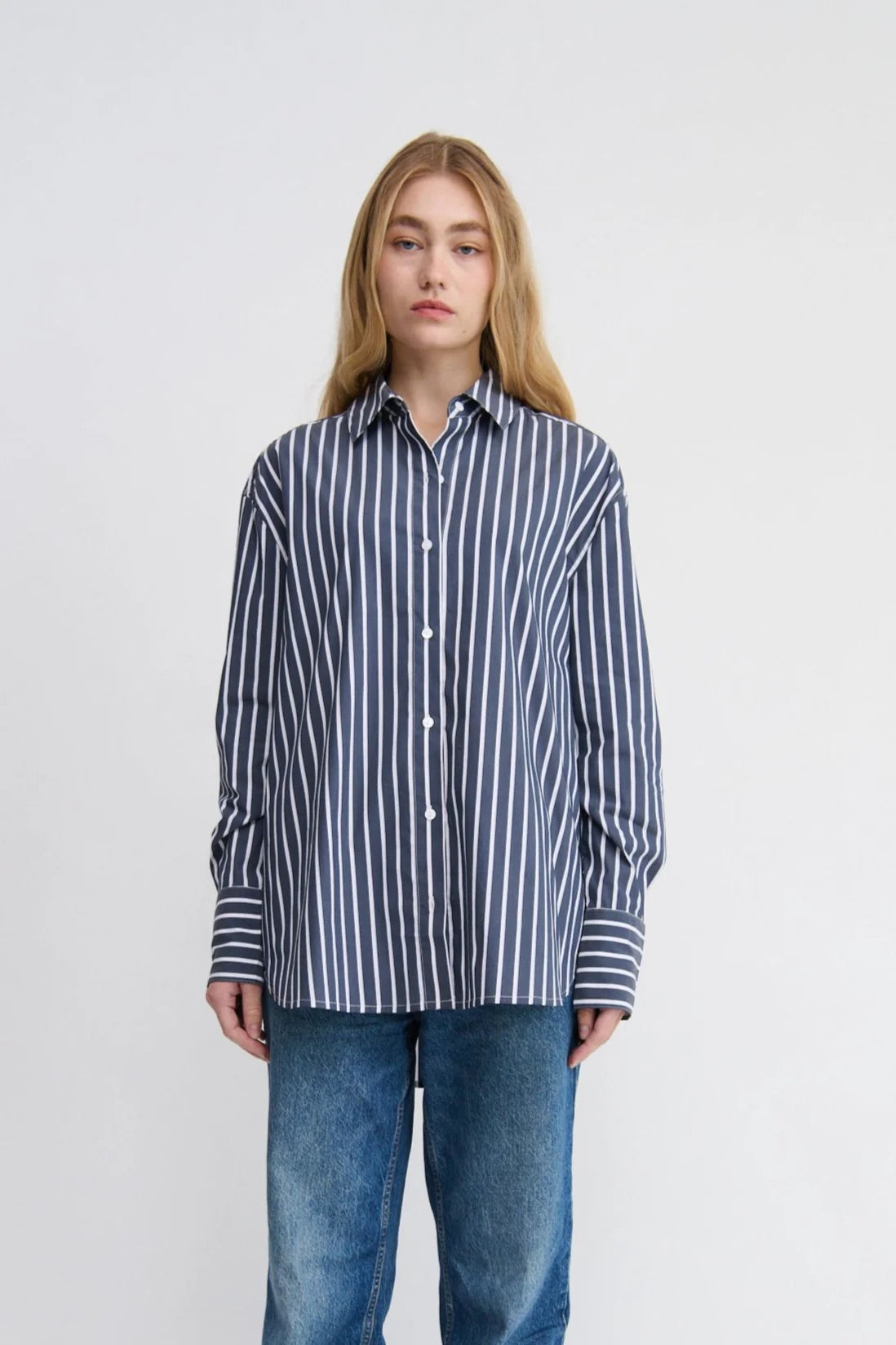 Florence Shirt - Navy/White Stripe