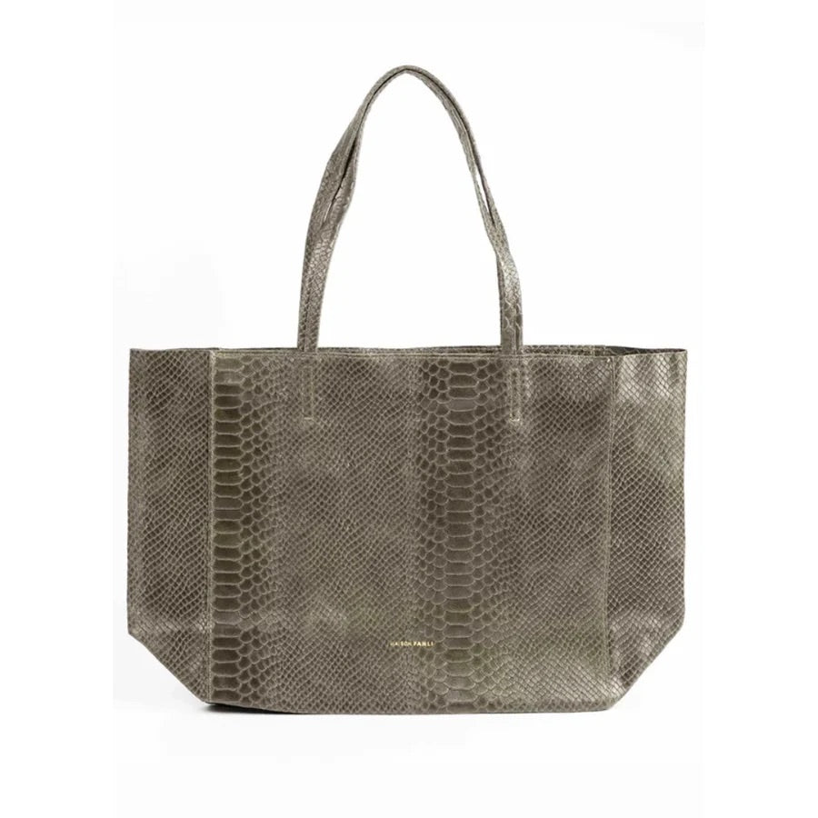 Maison Fanli Rectangle Tote - Khaki Snake Skin