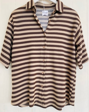 Waffle Knit Set Brown Stripe