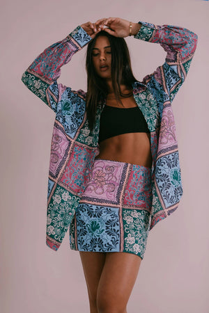 Zella Poet Mini Skirt - Paisley Tile