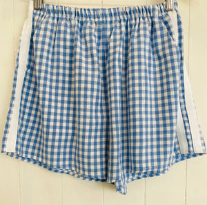 Blue Gingham Racer Shorts