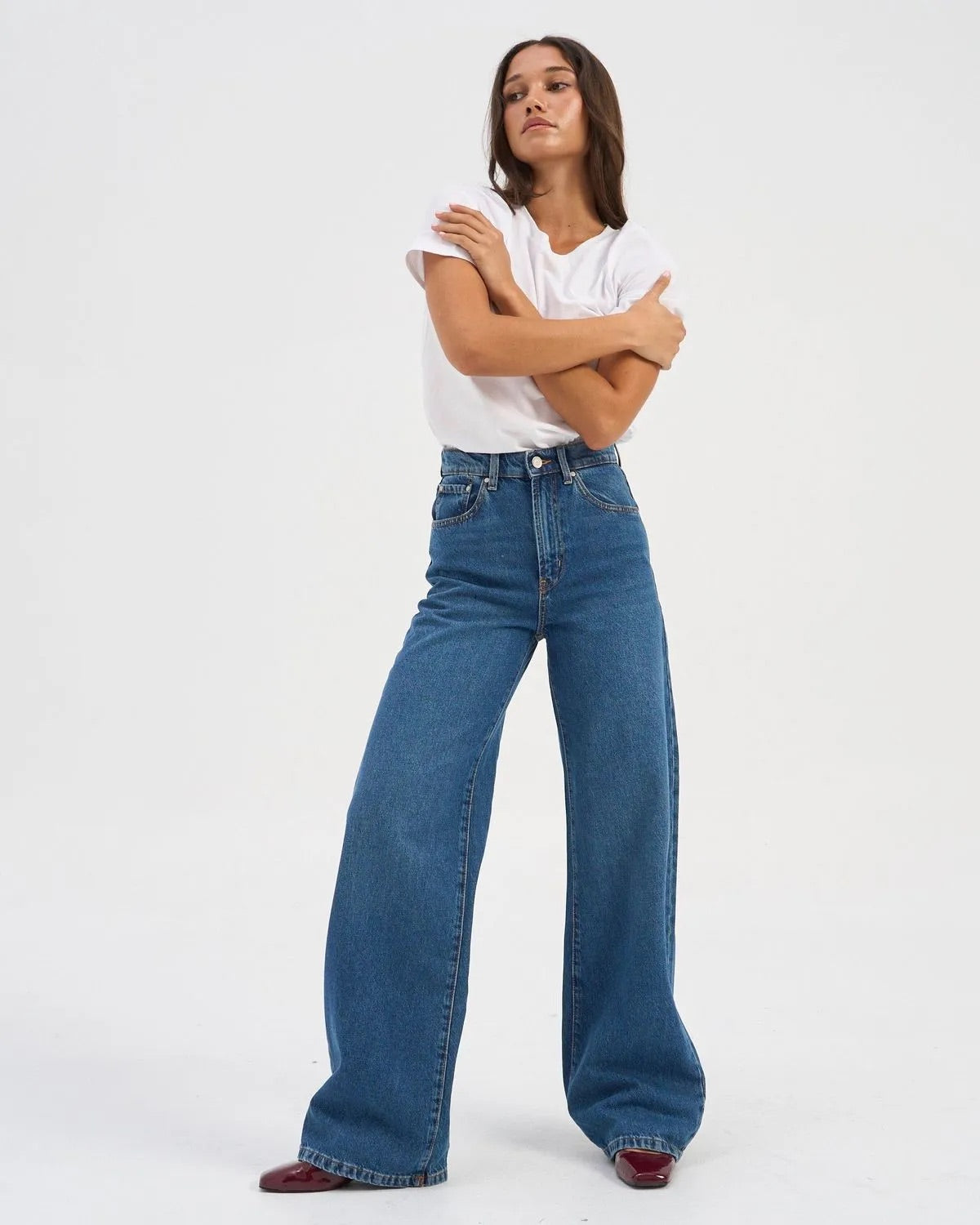 Hope Wide Leg Jeans - Medium Blue Denim