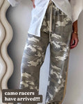 Camo Print Denim Racer With Beige Stripe Pants