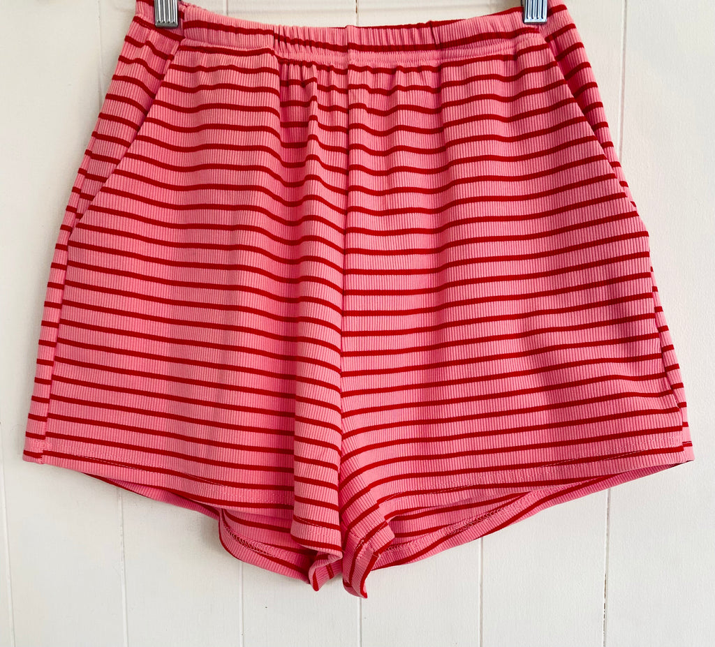 Pink & Red Stripe Shorts