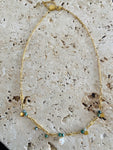 Semi Precious Chain Necklace - Green Agate & Freshwater Pearl