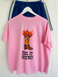 Cool It Cowboy Pink T-Shirt/Short Set Blue Racer