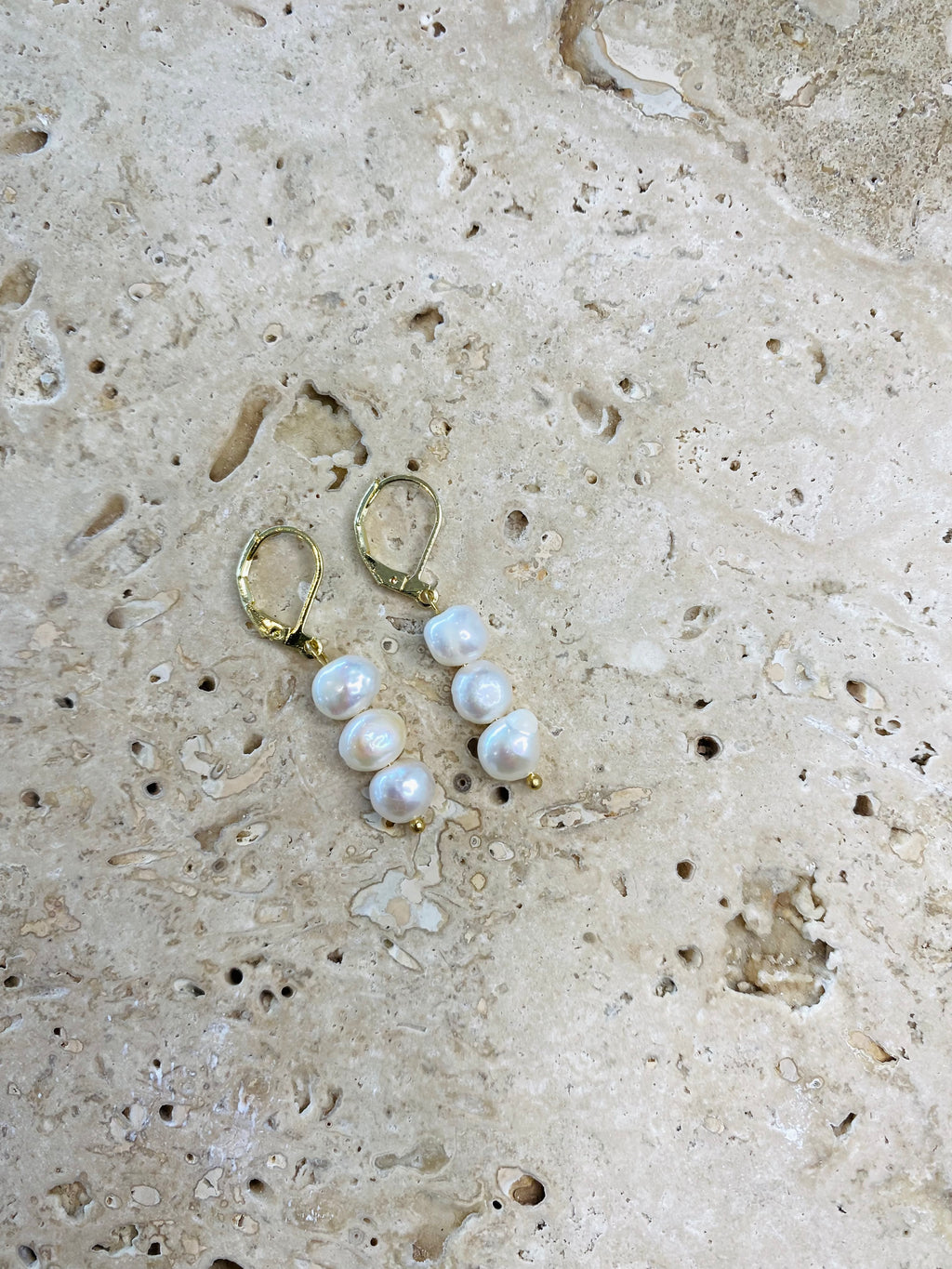 Saint Maïden Triple Pearl Drop Earrings White